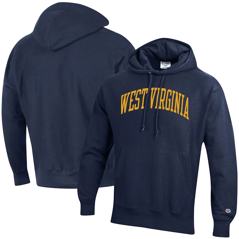 Sweat à capuche coupe décontractée Champion Navy West Virginia Mountaineers Team Arch Reverse Weave pour homme
