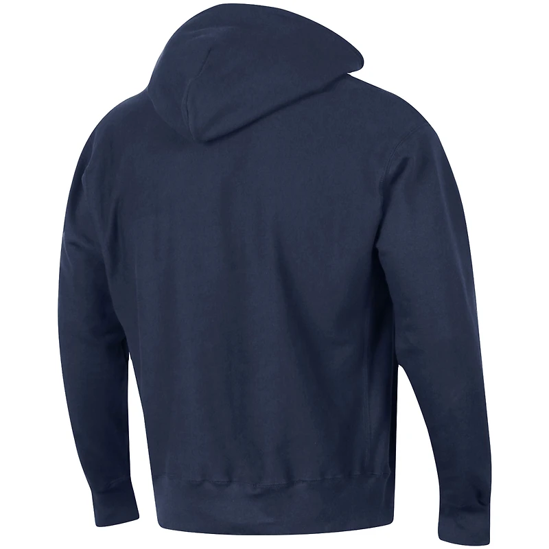 Sweat à capuche coupe décontractée Champion Navy West Virginia Mountaineers Team Arch Reverse Weave pour homme