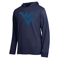 T-shirt à capuche manches longues Champion pour homme, bleu marine, West Virginia Mountaineers, modèle All-Star.