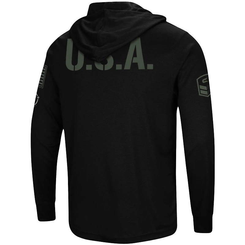 Men's Colosseum Black West Virginia Mountaineers OHT Military Appreciation Hoodie Long Sleeve T-Shirt