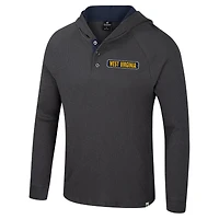 Men's Colosseum  Charcoal West Virginia Mountaineers Dujour Ralgan Long Sleeve Henley Hoodie T-Shirt