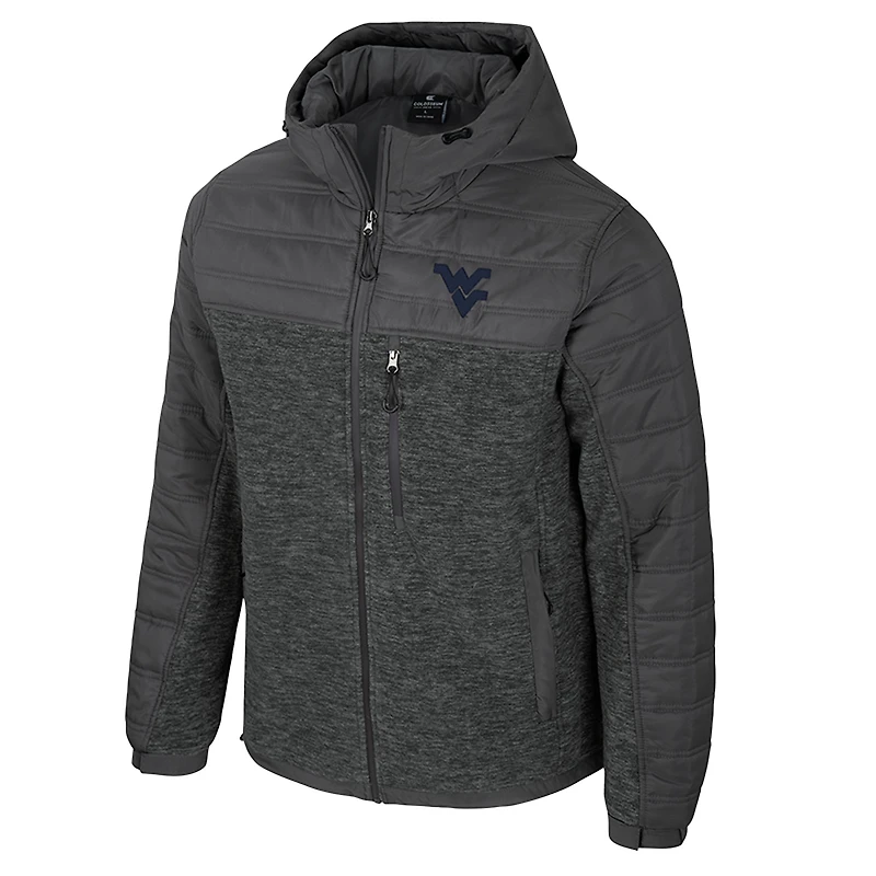 Men's Colosseum Charcoal West Virginia Mountaineers Nightman Full-Zip Hoodie Puffer Jacket