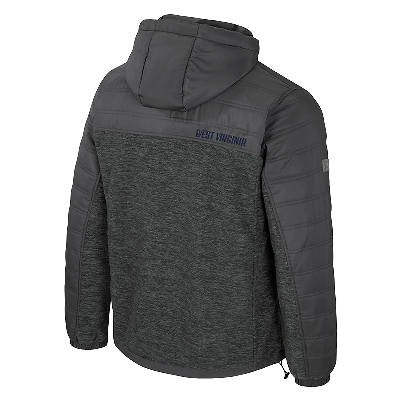 Men's Colosseum Charcoal West Virginia Mountaineers Nightman Full-Zip Hoodie Puffer Jacket