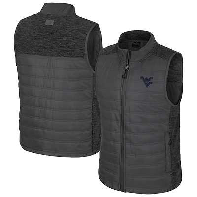 Men's Colosseum Charcoal West Virginia Mountaineers Nightman Full-Zip Puffer Vest
