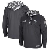 Colosseum Charcoal West Virginia Mountaineers OHT Military Appreciation Sweat à capuche quart-zip numérique Camo pour hommes