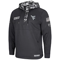 Colosseum Charcoal West Virginia Mountaineers OHT Military Appreciation Sweat à capuche quart-zip numérique Camo pour hommes