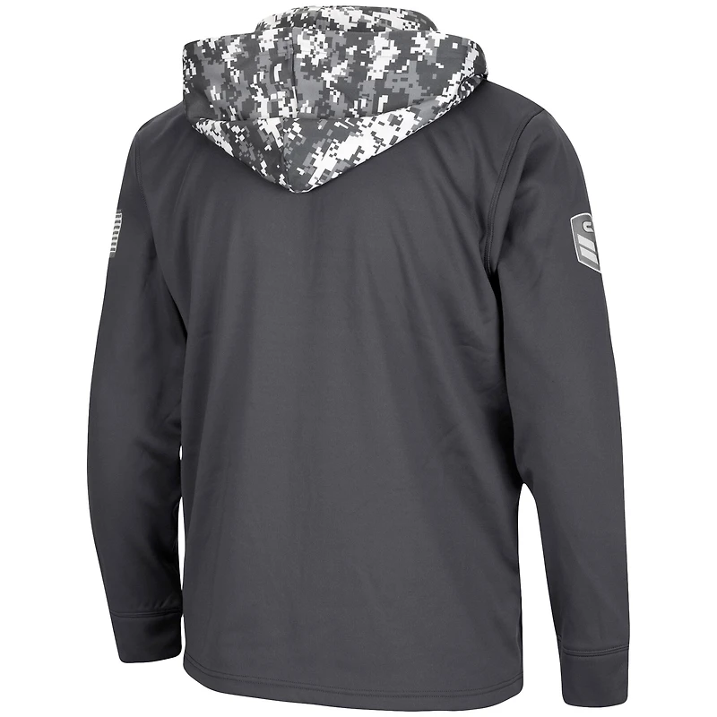 Colosseum Charcoal West Virginia Mountaineers OHT Military Appreciation Sweat à capuche quart-zip numérique Camo pour hommes