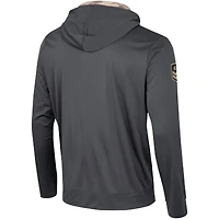 T-shirt à capuche manches longues pour hommes Colosseum Charcoal West Virginia Mountaineers OHT Military Appréciation