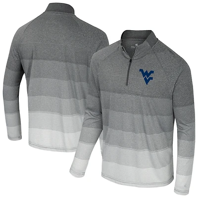 Coupe-vent à glissière quart de tour raglan en maille rayée AI pour homme Colosseum Gray West Virginia Mountaineers