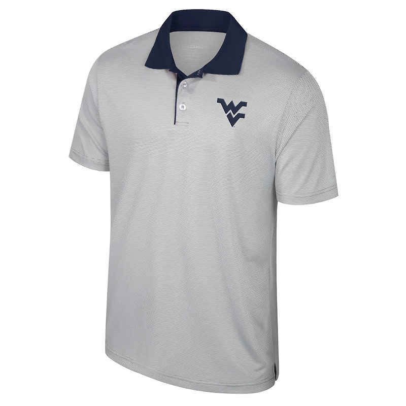 Men's Colosseum Gray West Virginia Mountaineers Big & Tall Tuck Striped Polo