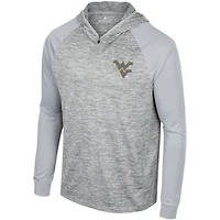 Haut à capuche Cybernetic Raglan quart de zip pour hommes, gris Colosseum, West Virginia Mountaineers