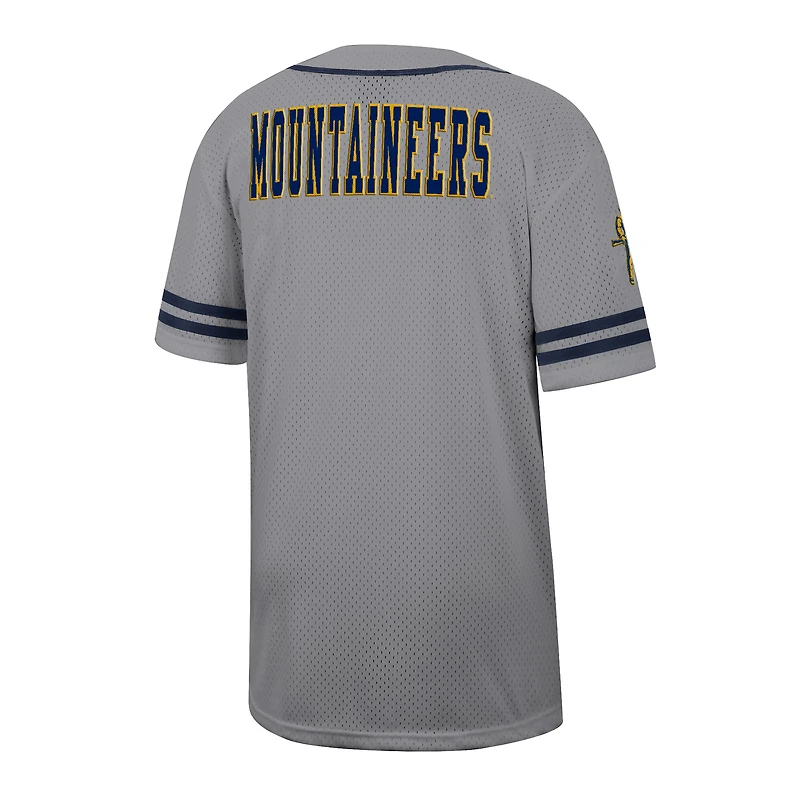 Maillot de baseball Free Spirited pour homme Colosseum Grey West Virginia Mountaineers