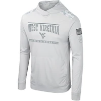 T-shirt à capuche manches longues pour hommes Colosseum Grey West Virginia Mountaineers OHT Military Appréciation
