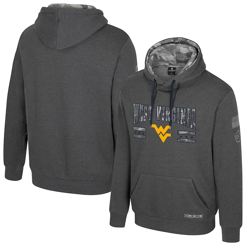 Sweat à capuche Colosseum Heather Charcoal pour homme des West Virginia Mountaineers Operation Hat Trick Squad