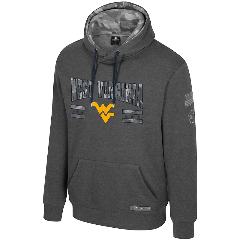 Men's Colosseum  Heather Charcoal West Virginia Mountaineers Operation Hat Trick Squad Hoodie