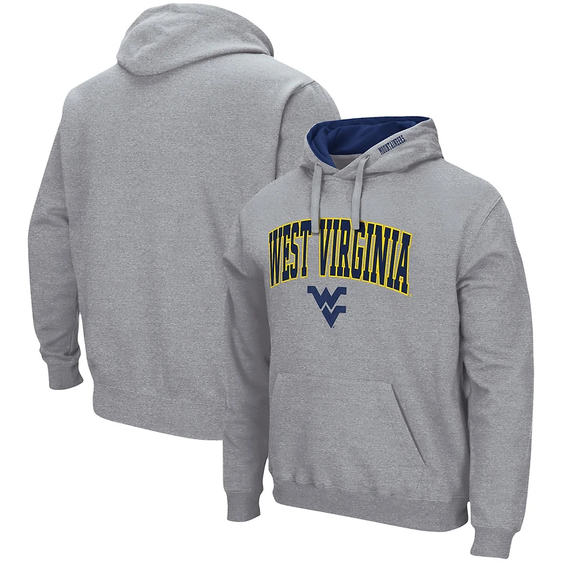Men's Colosseum Heather Gray West Virginia Mountaineers Arch & Logo 3.0 Pullover Hoodie
