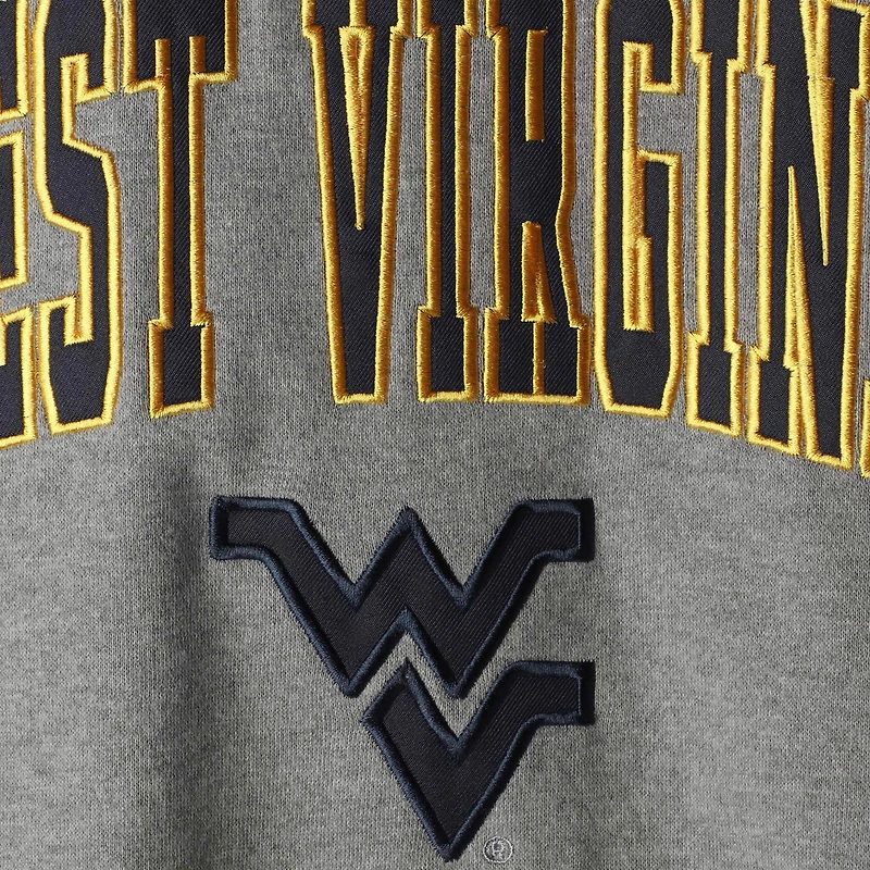 Men's Colosseum Heather Gray West Virginia Mountaineers Arch & Logo Crew Neck Sweatshirt