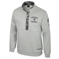Men's Colosseum Heather Gray West Virginia Mountaineers OORAH OHT Military Appreciation Fleece Quarter-Zip Jacket