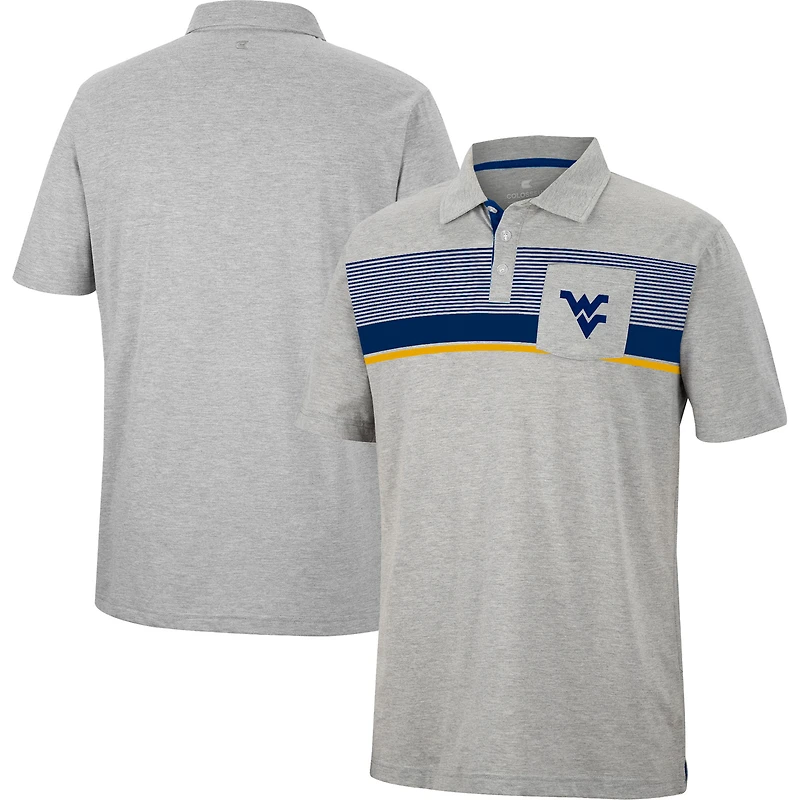 Men's Colosseum Heathered Gray West Virginia Mountaineers Golfer Pocket Polo