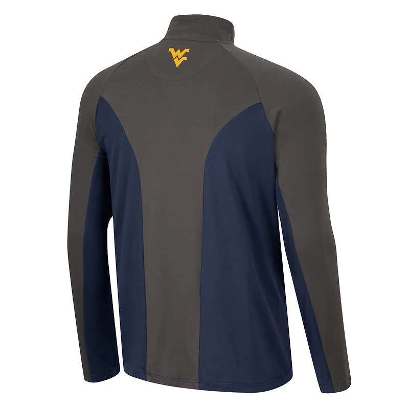 Colosseum Navy/Charcoal West Virginia Mountaineers Two Yutes Raglan Quarter-Zip Windshirt