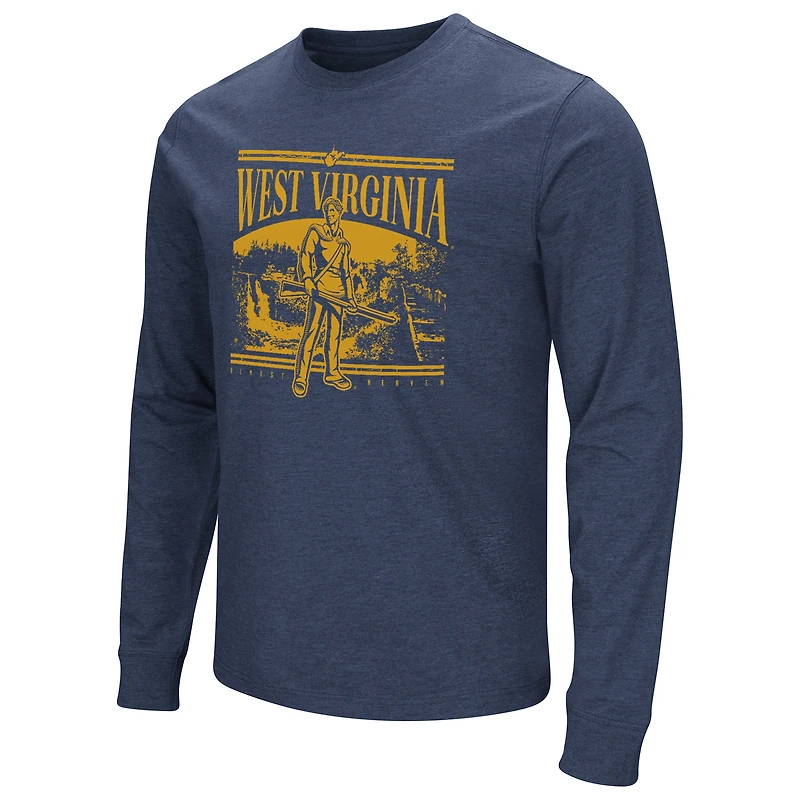 T-shirt à manches longues pour hommes Colosseum Navy West Virginia Mountaineers 2024 Fan Almost Heaven