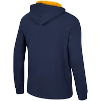 Men's Colosseum Navy West Virginia Mountaineers Affirmative Thermal Hoodie Long Sleeve T-Shirt