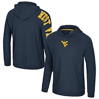 T-shirt à capuche et manches longues raglan bleu marine Colosseum pour homme, style West Virginia Mountaineers, de retour aux affaires