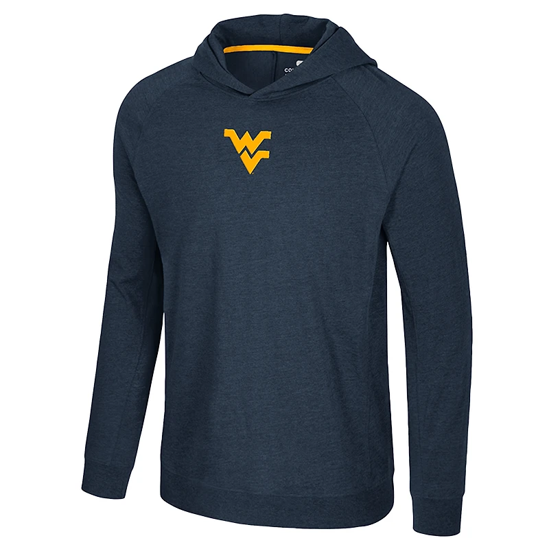 T-shirt à capuche et manches longues raglan bleu marine Colosseum pour homme, style West Virginia Mountaineers, de retour aux affaires