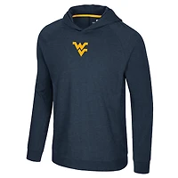 T-shirt à capuche et manches longues raglan bleu marine Colosseum pour homme, style West Virginia Mountaineers, de retour aux affaires