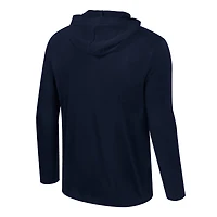 Men's Colosseum Navy West Virginia Mountaineers Color Pop Active Blend 2-Hit Long Sleeve Hooded T-Shirt