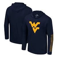 T-shirt à capuche manches longues et pour hommes Colosseum Navy West Virginia Mountaineers Color Pop Active Blend 2-Hit