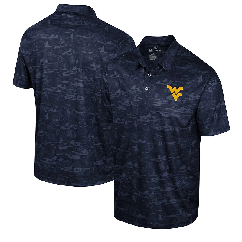 Men's Colosseum Navy West Virginia Mountaineers Daly Print Polo