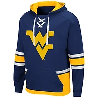 Men's Colosseum Navy West Virginia Mountaineers Lace Up 3.0 Pullover Hoodie