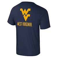 Men's Colosseum Navy West Virginia Mountaineers Logo Lockup 2-Hit Active Blend T-Shirt