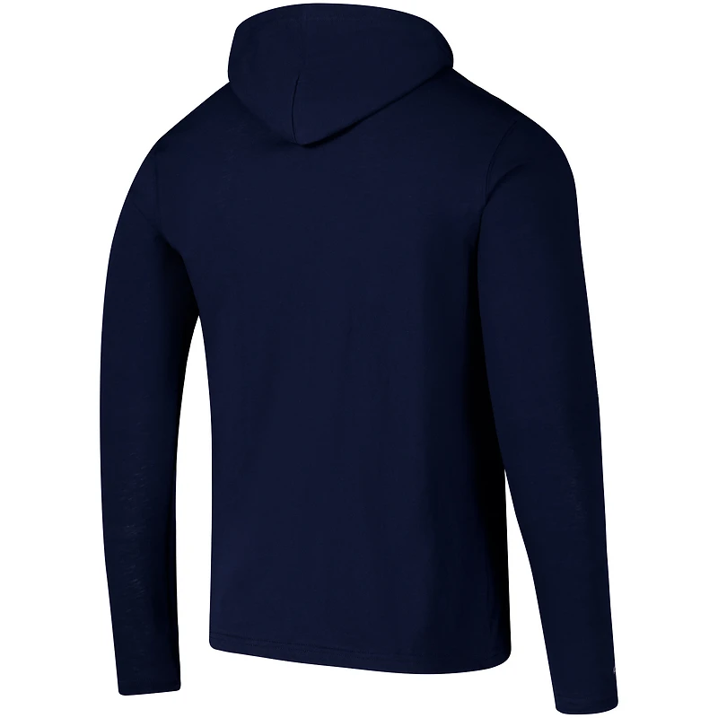 Men's Colosseum Navy West Virginia Mountaineers Logo Lockup Active Blend Long Sleeve  T-Shirt Hoodie