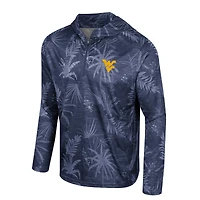 Men's Colosseum Navy West Virginia Mountaineers Palms Printed Lightweight Quarter-Zip Hooded Top