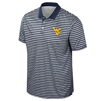 Men's Colosseum Navy West Virginia Mountaineers Striped Polo