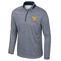 Men's Colosseum Navy West Virginia Mountaineers Striped Quarter-Zip Top