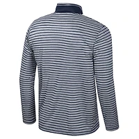 Men's Colosseum Navy West Virginia Mountaineers Striped Quarter-Zip Top