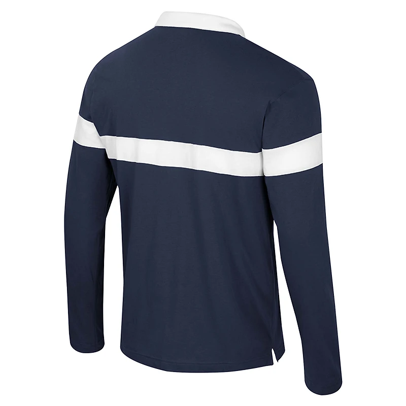 Men's Colosseum  Navy West Virginia Mountaineers Too Cool For School Long Sleeve Polo