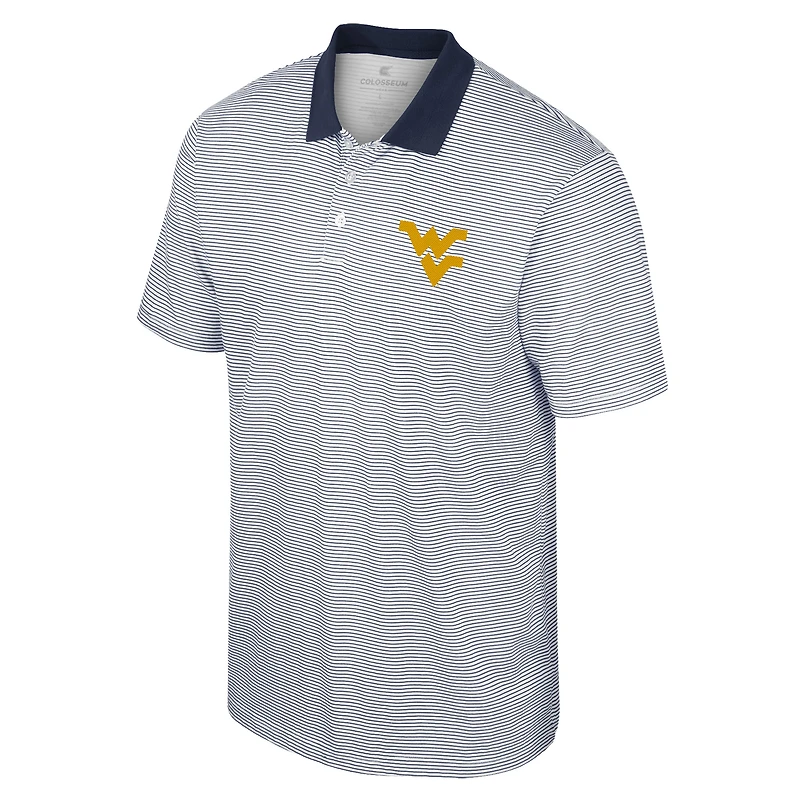 Men's Colosseum White/Navy West Virginia Mountaineers Print Stripe Polo