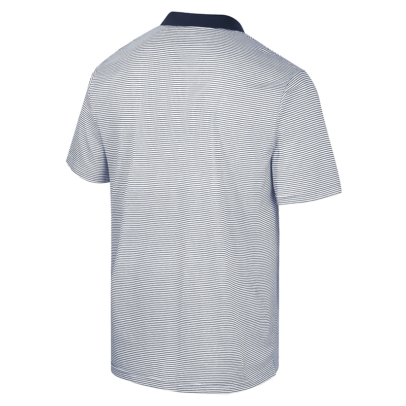 Men's Colosseum White/Navy West Virginia Mountaineers Print Stripe Polo