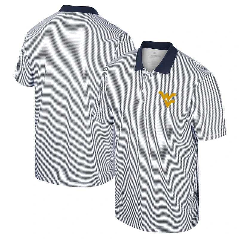 Men's Colosseum White/Navy West Virginia Mountaineers Print Stripe Polo