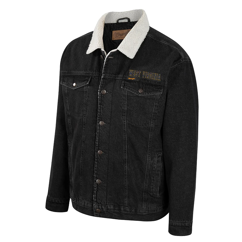 Men's Colosseum x Wrangler Charcoal West Virginia Mountaineers Western Button-Up Denim Jacket
