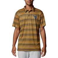 Polo à rayures Omni-Shade™ Super Terminal Tackle™ des West Virginia Mountaineers de Columbia Gold pour homme