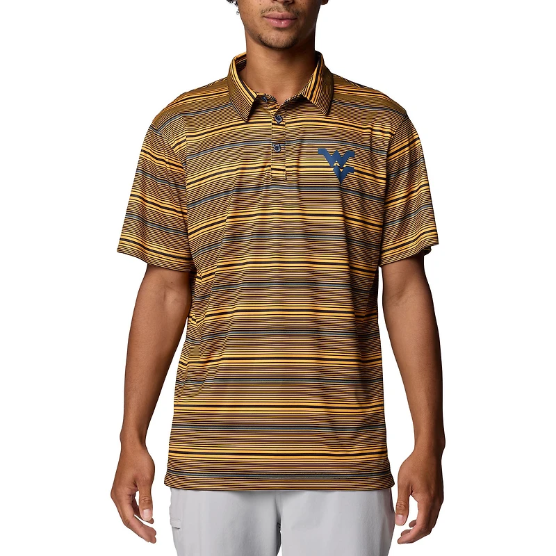 Polo à rayures Omni-Shade™ Super Terminal Tackle™ des West Virginia Mountaineers de Columbia Gold pour homme