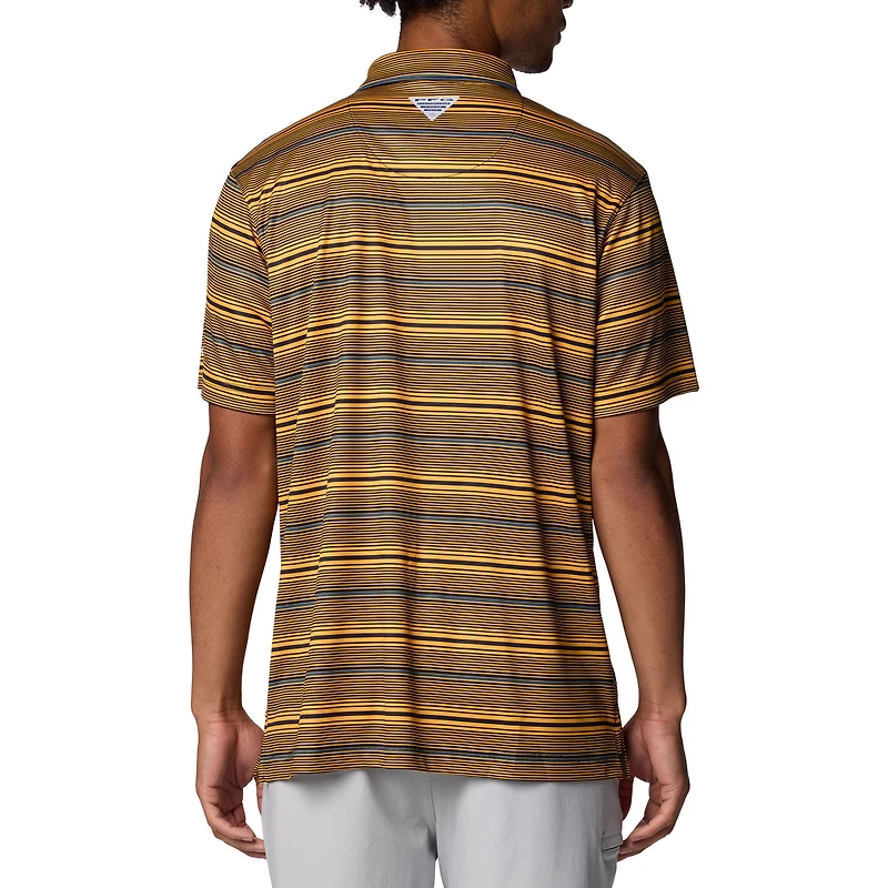 Men's Columbia Gold West Virginia Mountaineers PFG Super Terminal Tackle™ Omni-Shade™ Stripe Polo
