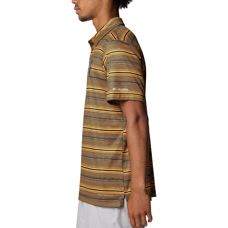 Men's Columbia Gold West Virginia Mountaineers PFG Super Terminal Tackle™ Omni-Shade™ Stripe Polo