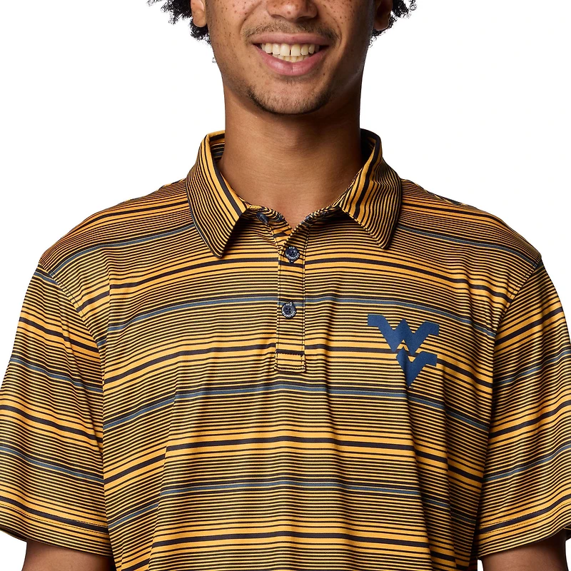 Men's Columbia Gold West Virginia Mountaineers PFG Super Terminal Tackle™ Omni-Shade™ Stripe Polo