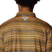Men's Columbia Gold West Virginia Mountaineers PFG Super Terminal Tackle™ Omni-Shade™ Stripe Polo